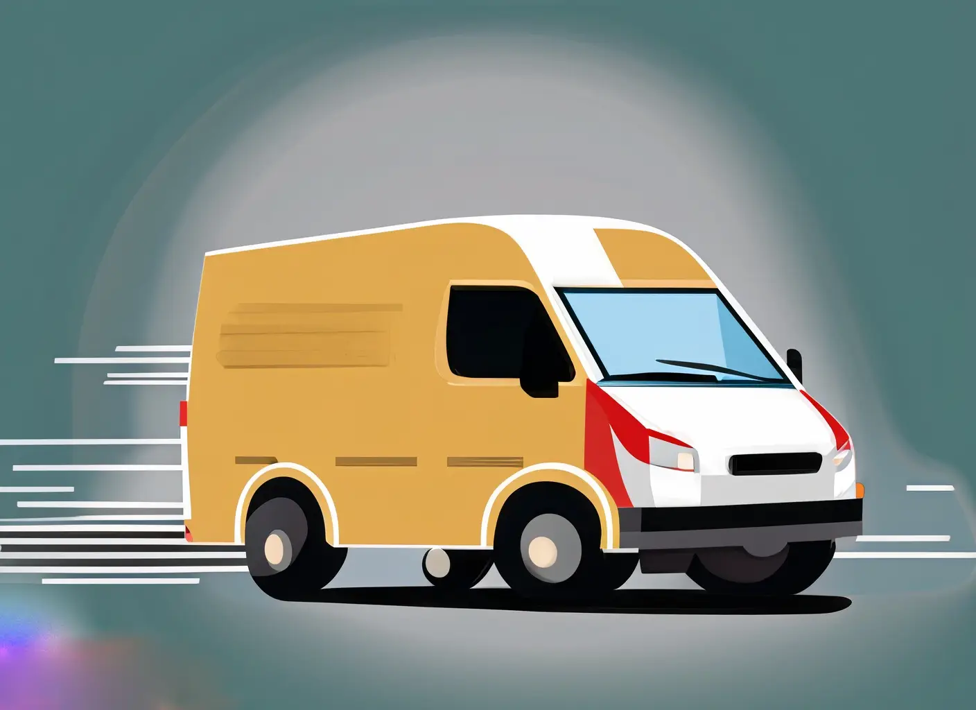 image of a van moving fast and providing expedited shipping services